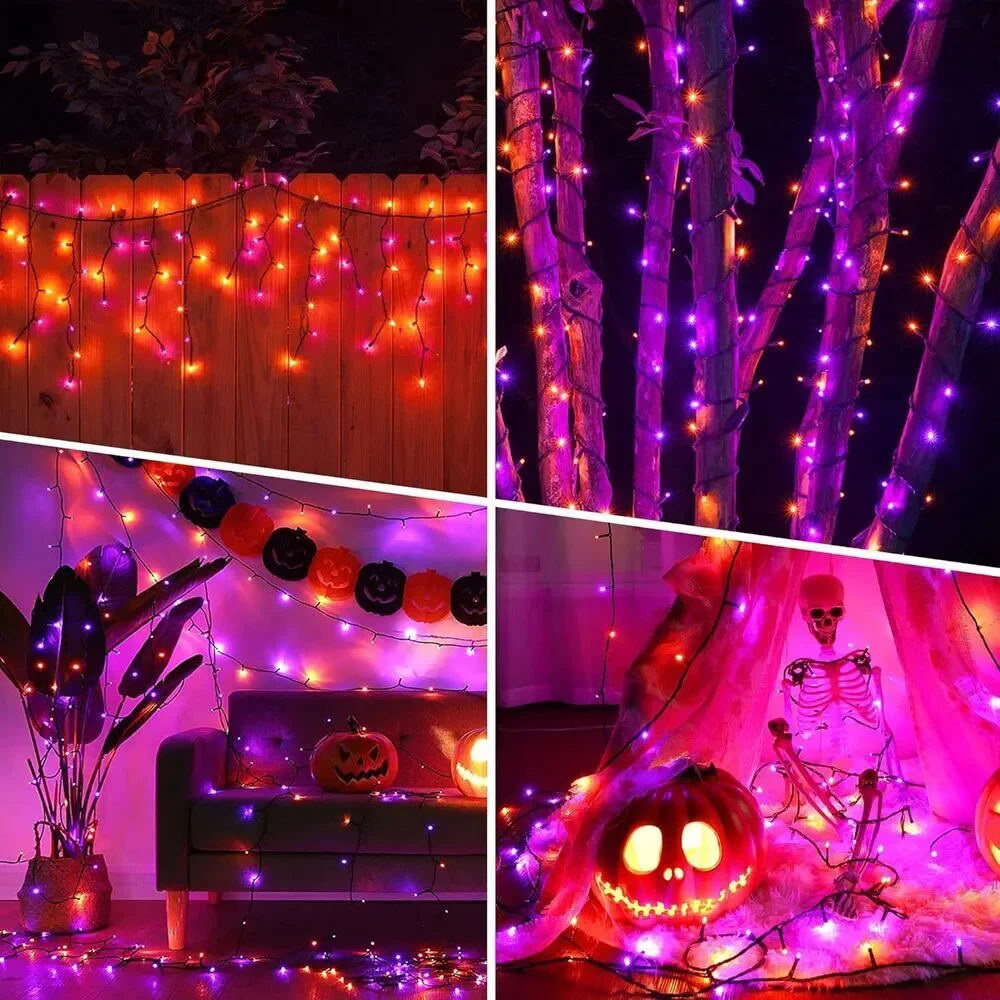 Halloween String Lights 164FT 500 LED Purple Orange 8 Modes Indoor Outdoor Decor